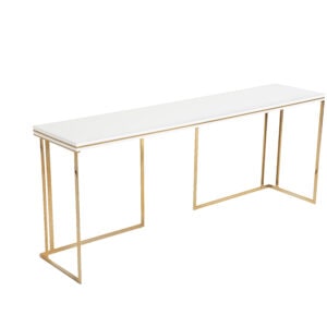 Aparador Kelvin 2mts pintura do tampo e do vidro branco metal gold (fundo branco)