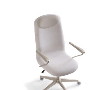 Cadeira Elizabeth 5H girat. com relax, rod. PU, alumí. pinta. automo – Rodízios de Silicone SE785 Detalhe encosto PU071 Base e braços Champagne 23 fosco(1)