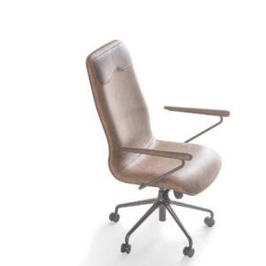 Cadeira Franklin 5H girat. com flange excêntrica com relax, rod. PU, alumí. pinta. automo CN011 Detalhe encosto CN009 Braços Nogueira Base HS07F(1)