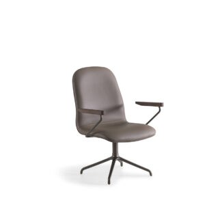 Cadeira Miranda Base 04 hastes, fixa, alumínio pinta. automo CN013 Braços Nogueira Base HS07F(3)