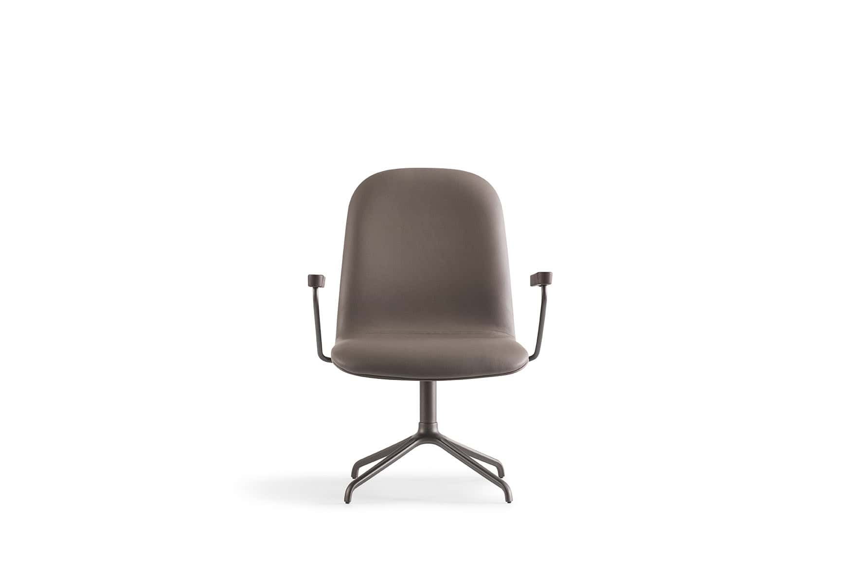 Cadeira Miranda Base 04 hastes, fixa, alumínio pinta. automo CN013 Braços Nogueira Base HS07F(4)