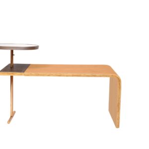 MCL105CARV Mesa de Centro Lipe estruturape metal B Gold, tampo champanhe espelho prata