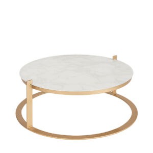 Mesa de centro Aro MCA31VC Aro Ouro Vidro Carrara