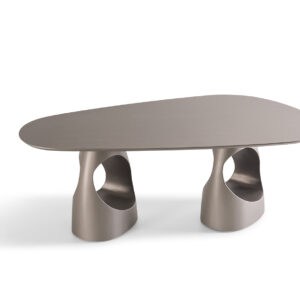 Mesa Jantar Olhar Orgânica Base em MDF pintada automotiva, tampo orgânico em MDF 25mm com lâmina de cinamomo Tampo e externo da base HS04F Interno HS06F.