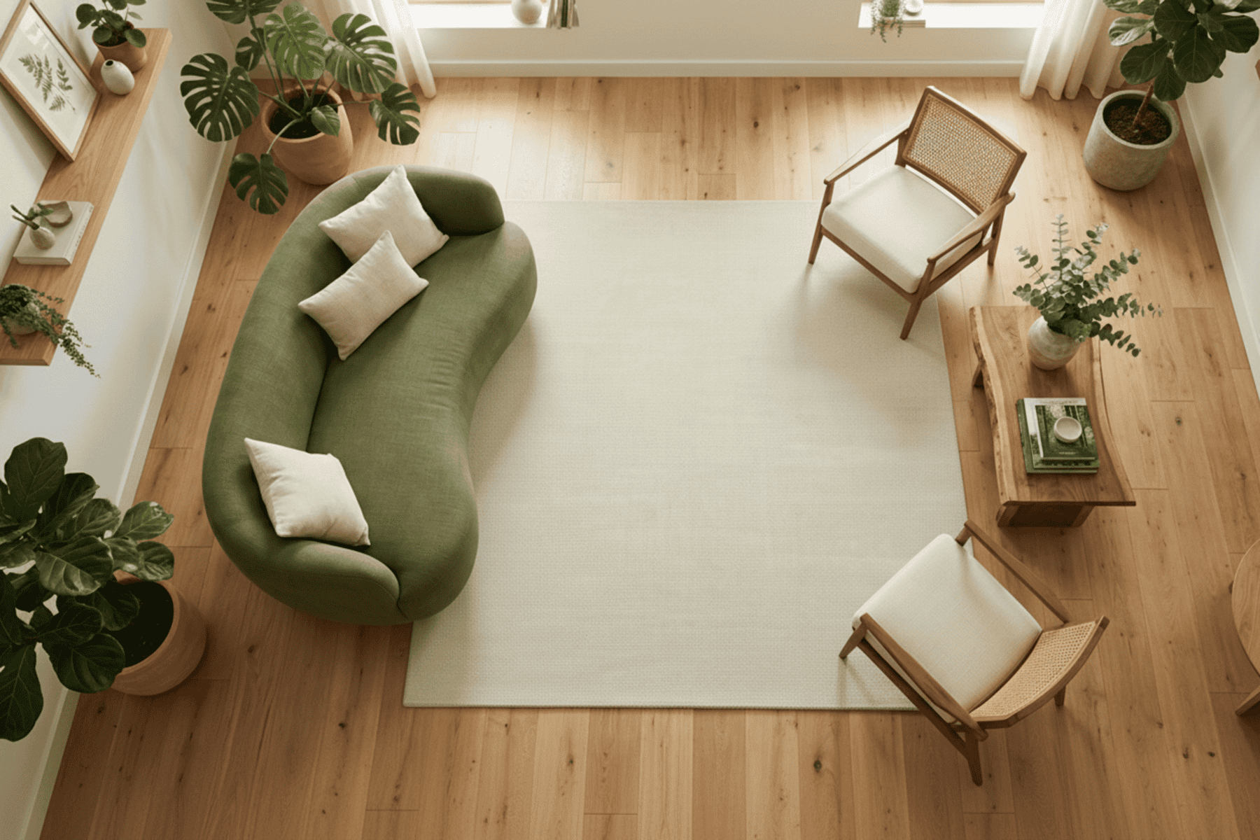 Tapete Voli Abstrato Off white ambientada